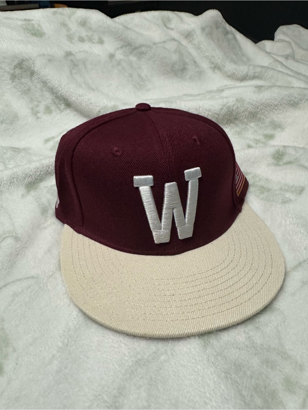 Darc Sport Maroon Snapback with Cream Brim and White 'W'